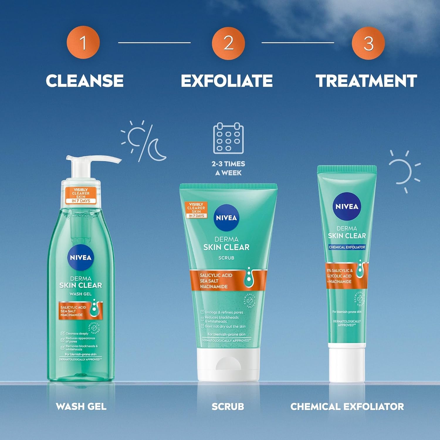 Derma Skin Clear Scrub (150Ml), Exfoliating Face Scrub, Salicylic Acid Face Wash Enriched with Niacinamide to Unclog Pores and Refine Textures, for Blemish-Prone Skin