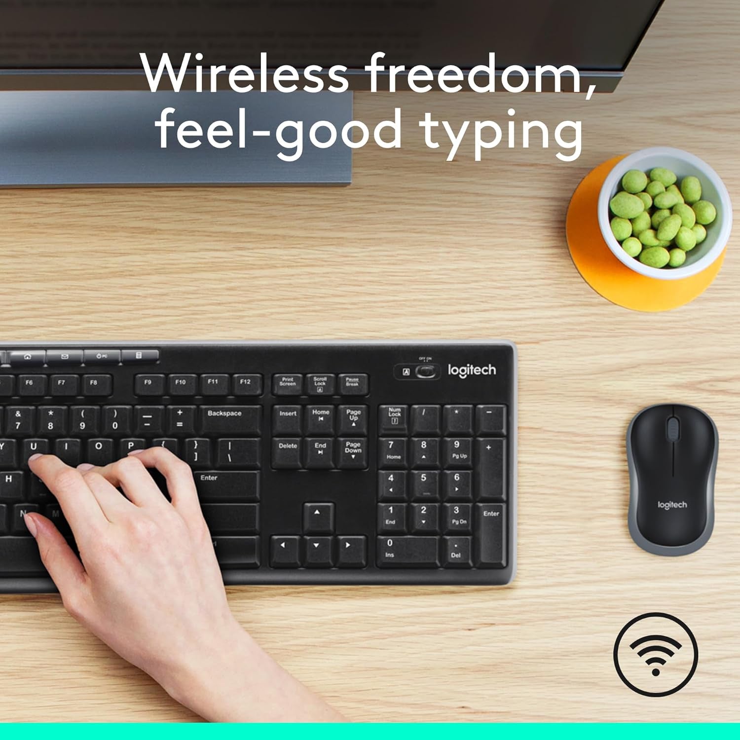 MK270 Wireless Keyboard and Mouse Combo for Windows, 2.4 Ghz Wireless, Compact Mouse, 8 Multimedia and Shortcut Keys, 2-Year Battery Life, for PC, Laptop, QWERTY UK English Layout - Black