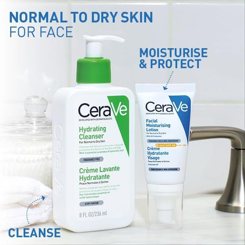 Cerave AM Facial Moisturising Lotion Normal to Dry Skin 52Ml with UV Protection and 3 Essential Ceramides