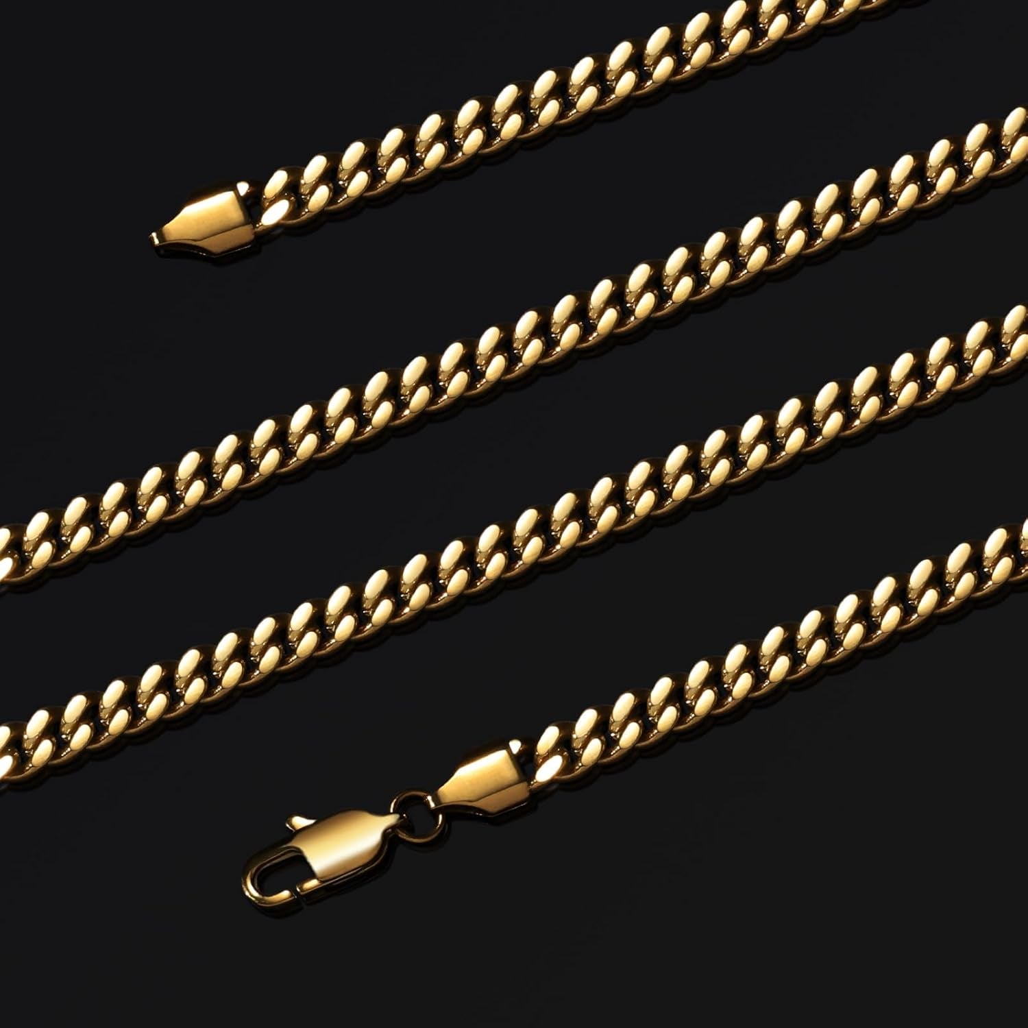 Men Gold Necklace, Mens Gold Chain,18K Real Gold Plated 4/5/6Mm Flat Cuban Link Chain, No Color Fading Men’S Necklace Chain,Jewelry Gift Men Women,Gift Box
