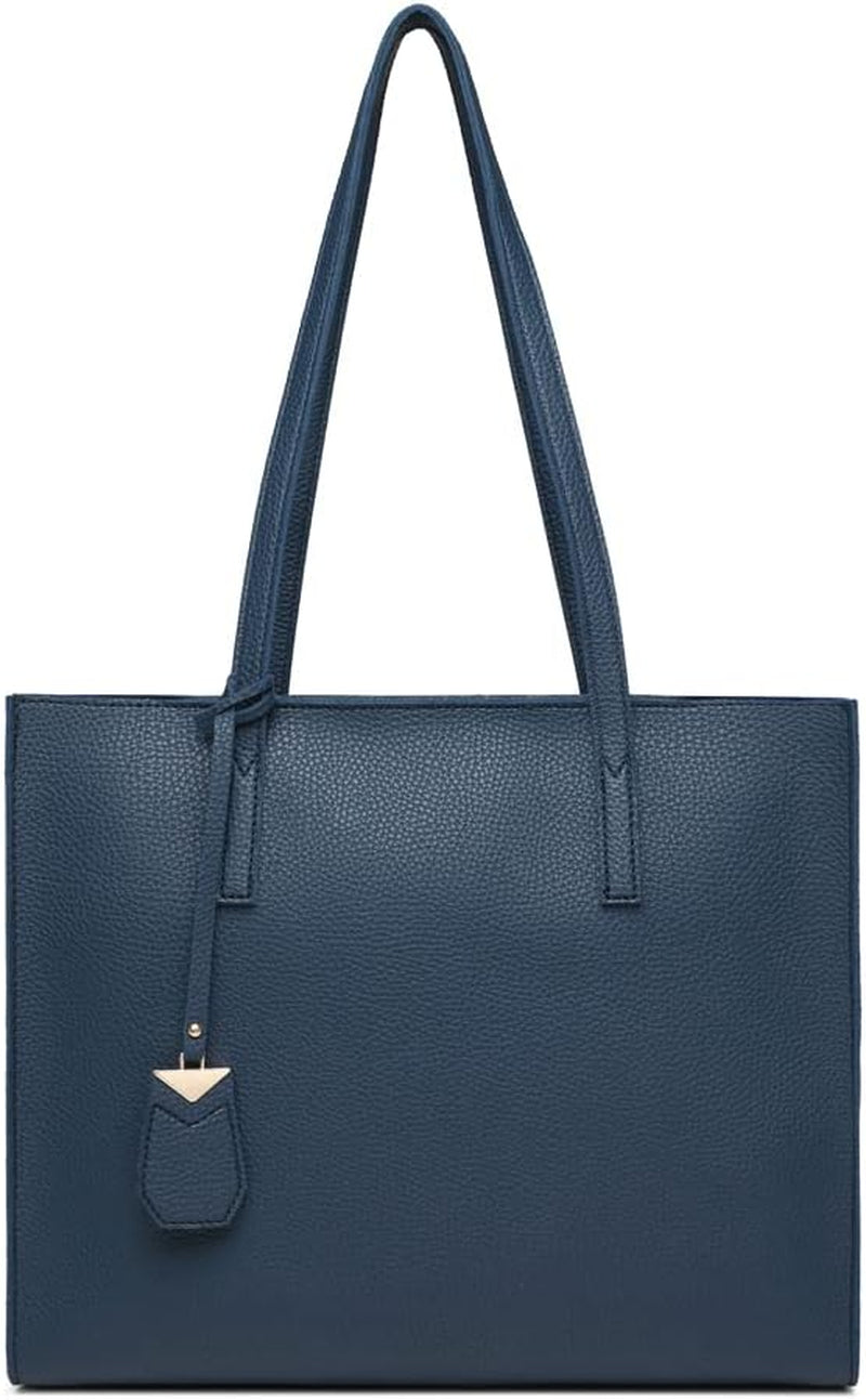 Women'S Tote Bag Large Handbag Soft Leather Simple Shoulder Bag with Zipper for School Work Leisure (A-Blue)