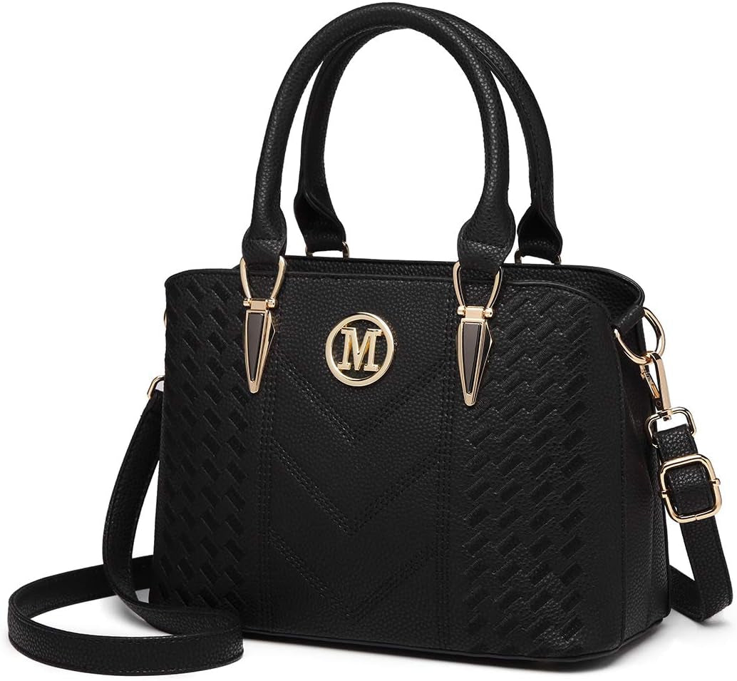 Handbag for Women, Woven and Chevron Pattern, M Logo on the Front, Top Handle or Shoulder Bag