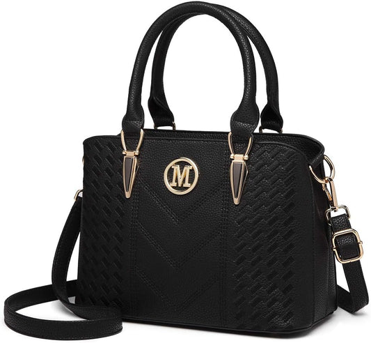 Handbag for Women, Woven and Chevron Pattern, M Logo on the Front, Top Handle or Shoulder Bag