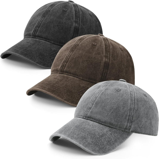 3 Pack Baseball Caps Adjustable Washed Vintage Hat Cotton Distressed Base Ball Caps for Men Women Outdoor Golf Tennis Shopping