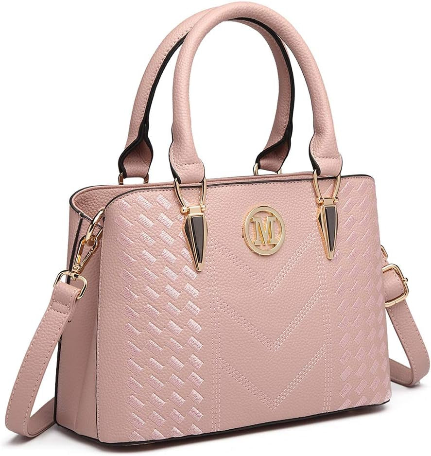 Handbag for Women, Woven and Chevron Pattern, M Logo on the Front, Top Handle or Shoulder Bag