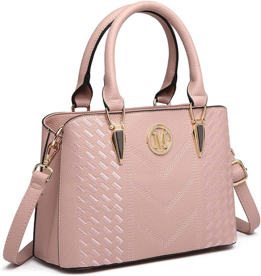 Handbag for Women, Woven and Chevron Pattern, M Logo on the Front, Top Handle or Shoulder Bag