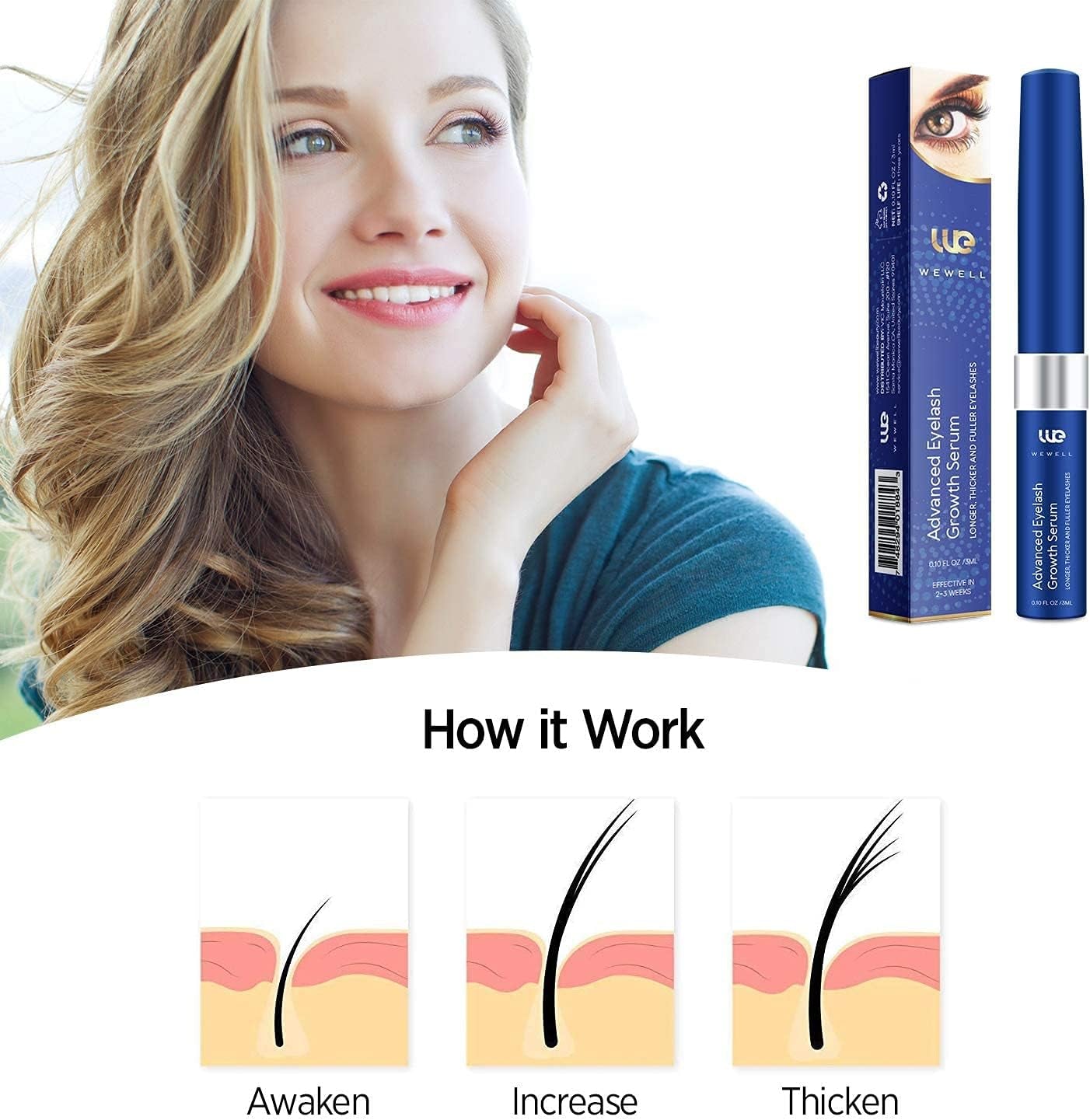 Eyelash Growth Serum, Thicker Lashes, 3 ML (Peacock Blue)