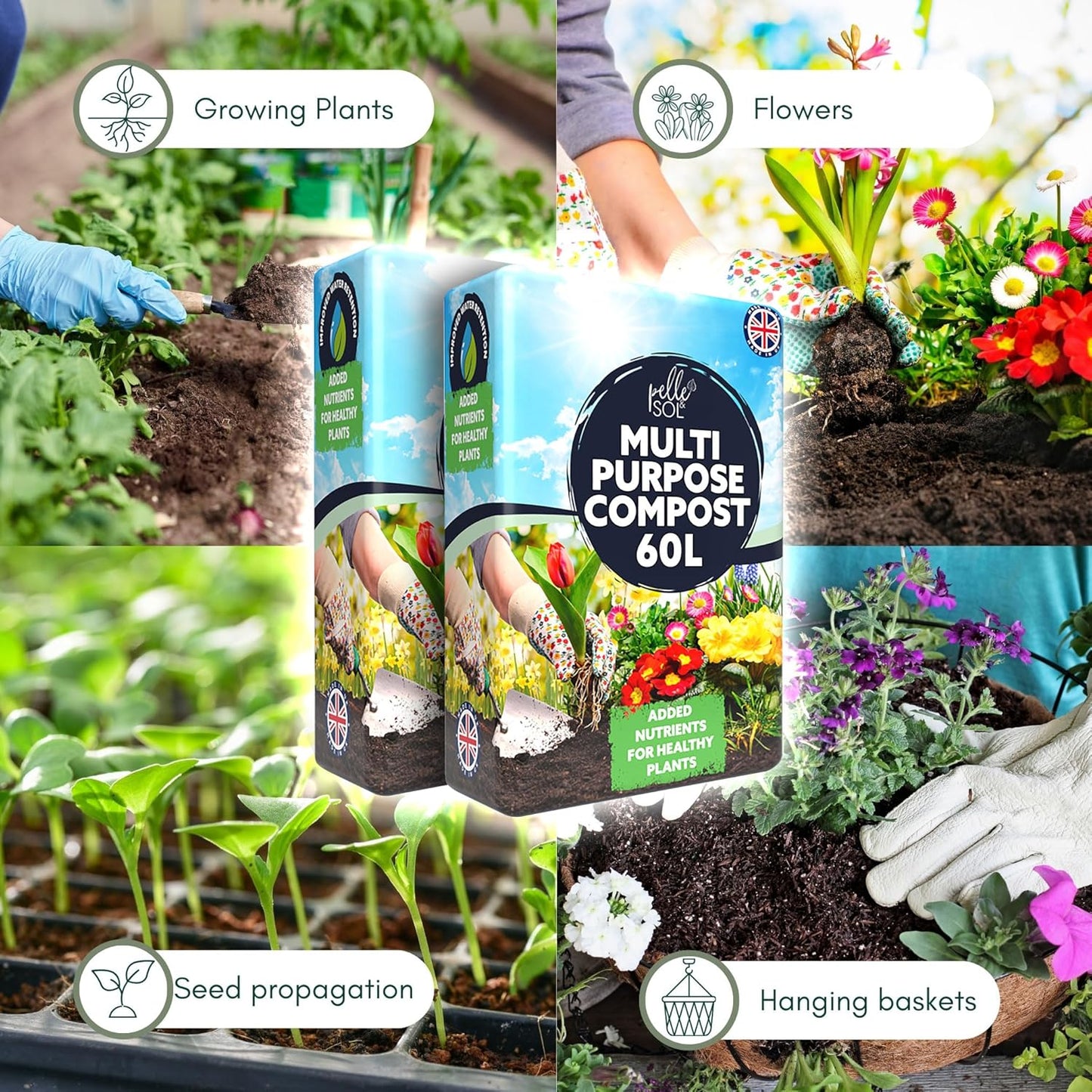 120L Multi Purpose Compost - Compost for Outdoor Plants & Soil for Plants Indoors - Potting Soil for Pots Plants Outdoor - All Purpose Nutrient Rich Fertiliser, Houseplant Potting Mix