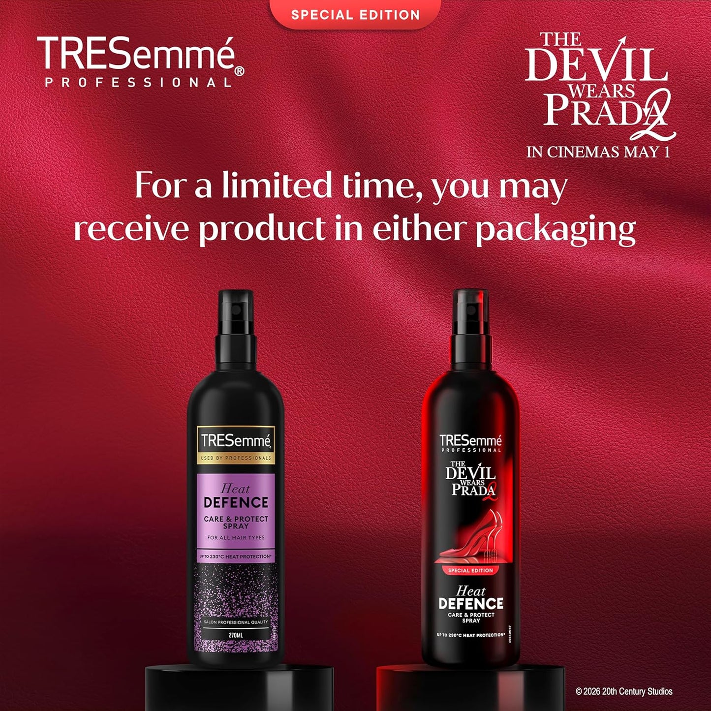 Tresemme Devil Wears Prada 2 Special-Edition Heat Protect Heat Defence Spray Hair Spray up to 230°C* for All Hair Types 270 Ml