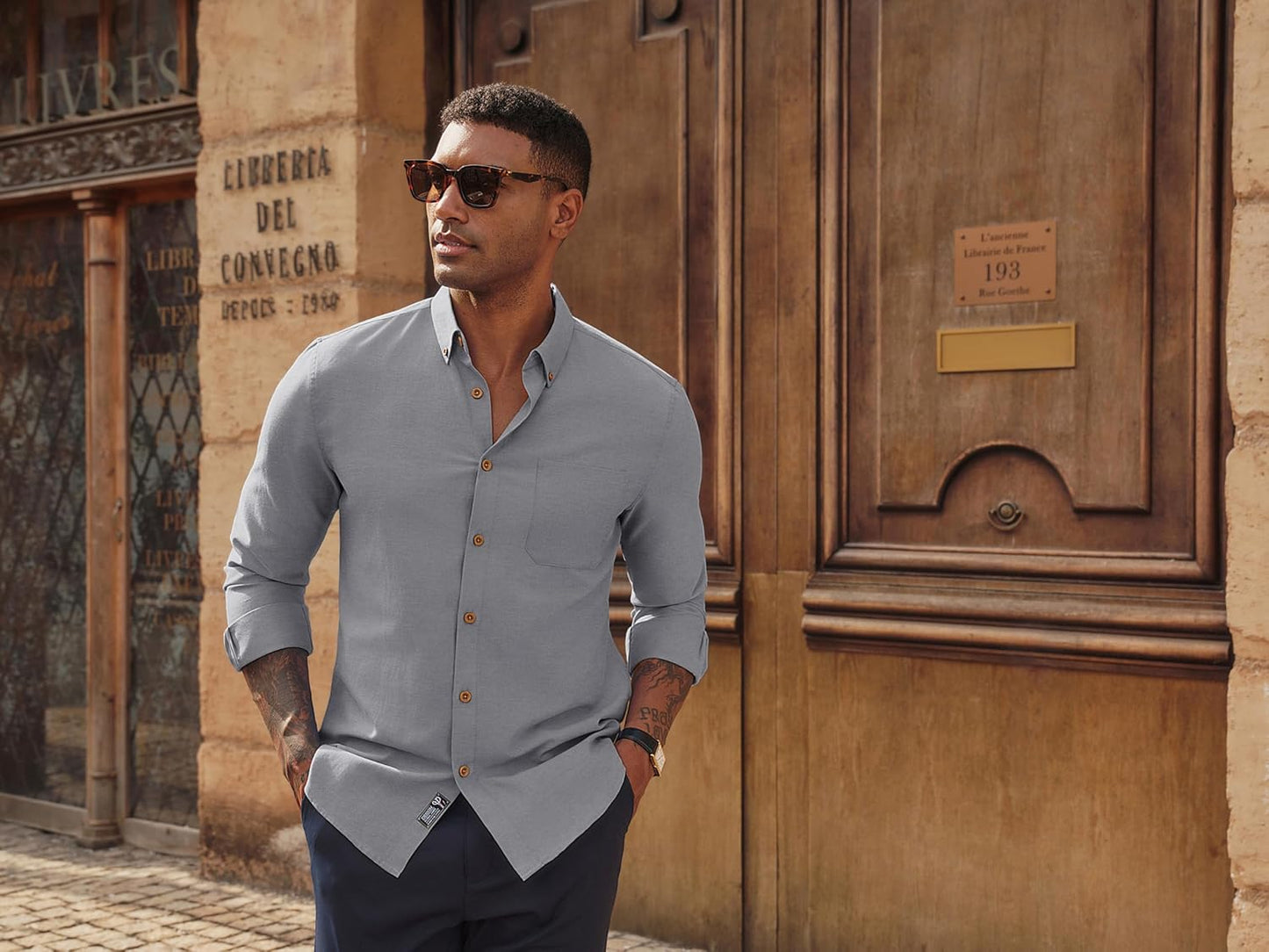 Mens Shirts Long Sleeve Button down Oxford Shirts with Pocket