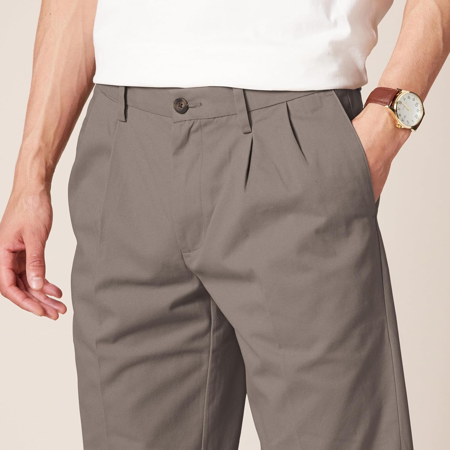 Men'S Classic-Fit Wrinkle-Resistant Pleated Chino Trousers (Available in Big & Tall)