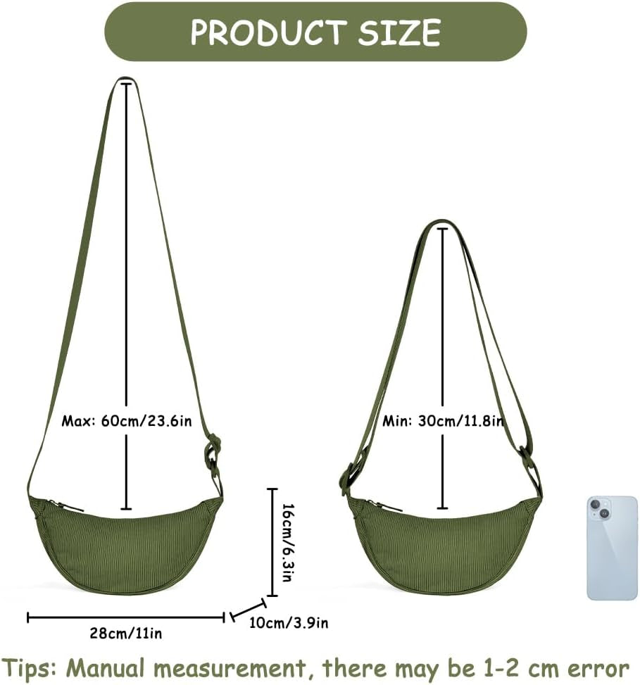 Crescent Bag, Nylon Dumpling Bag for Women, Hobos Crossbody Bag with Adjustable Strap, Women'S Casual Messenger Bag, Solid Color Chest Bag Shoulder Bag for Daily Use
