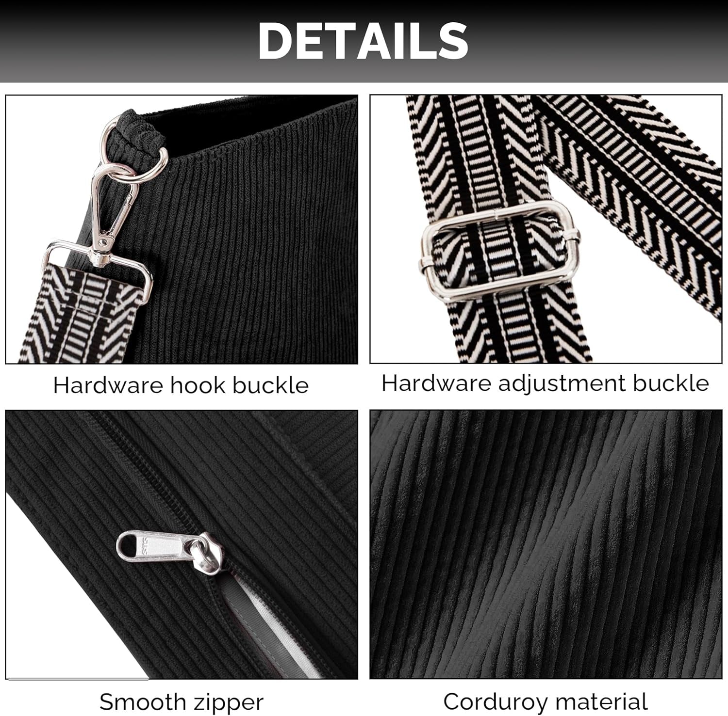 Corduroy Tote Bag for Women with Zipper, Large Capacity Shoulder Bags with Adjustable Strap and Pockets Waterproof Handbag for Work School Shopping Travel College