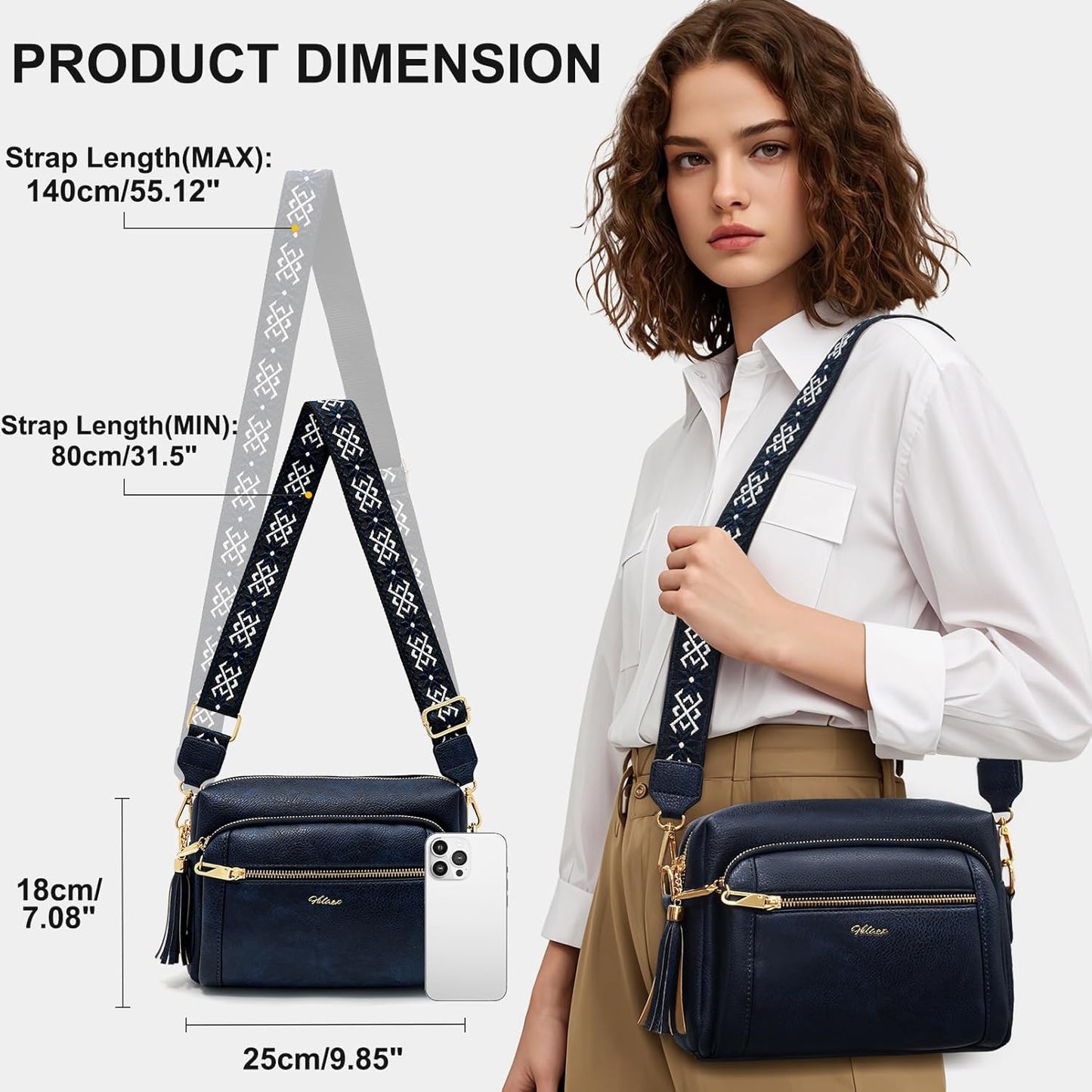 Women'S Cross Body Bags, Crossbody Bags for Women with Anti-Theft Function 4 Zip Compartments Women Shoulder Handbags with Adjustable Wide Strap