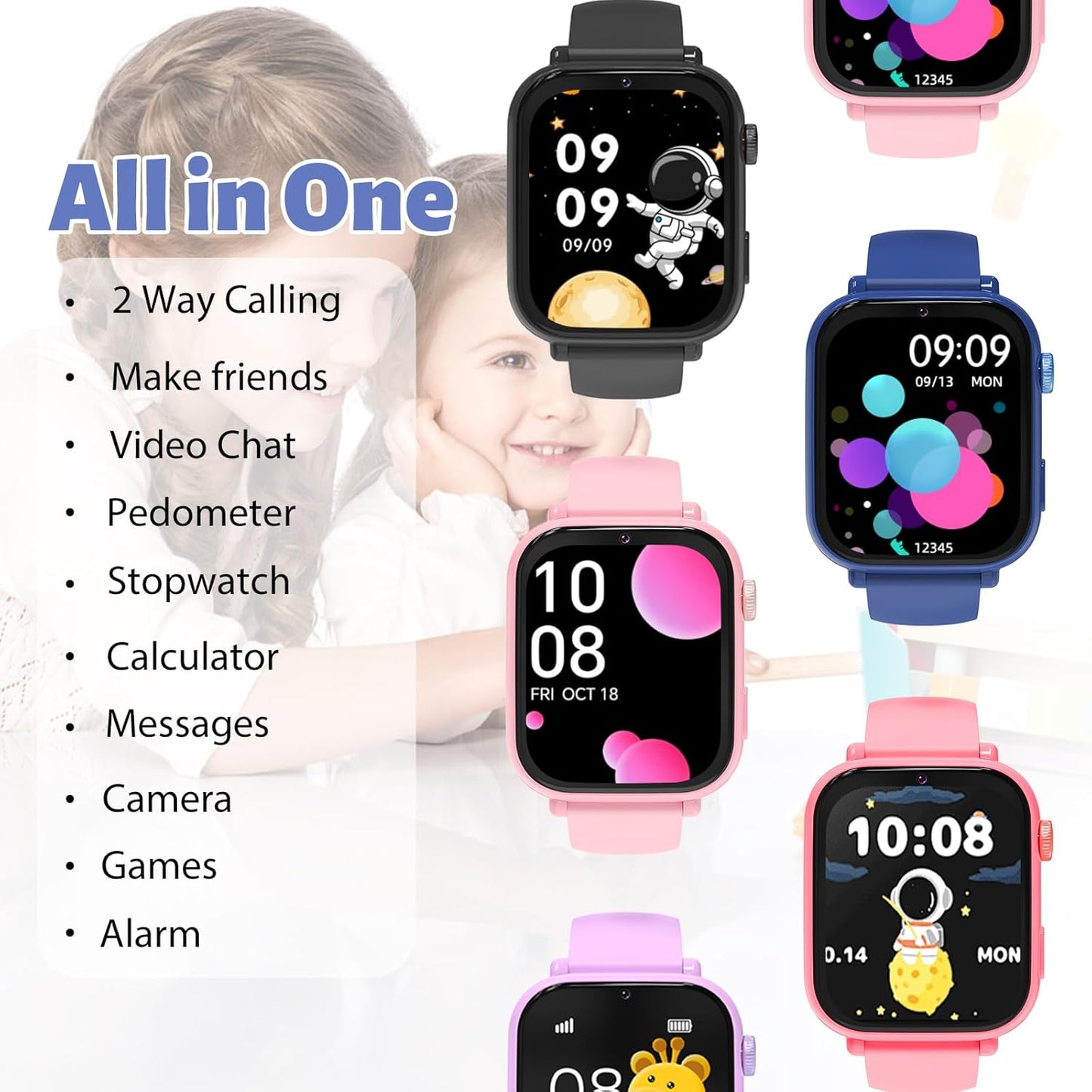 4G Kids Smart Watch for Boys Girls, Kid GPS Tracker Watch Phone Video Call Pedometer School Mode Games SOS Birthday for 5-12 Years Old (Red)