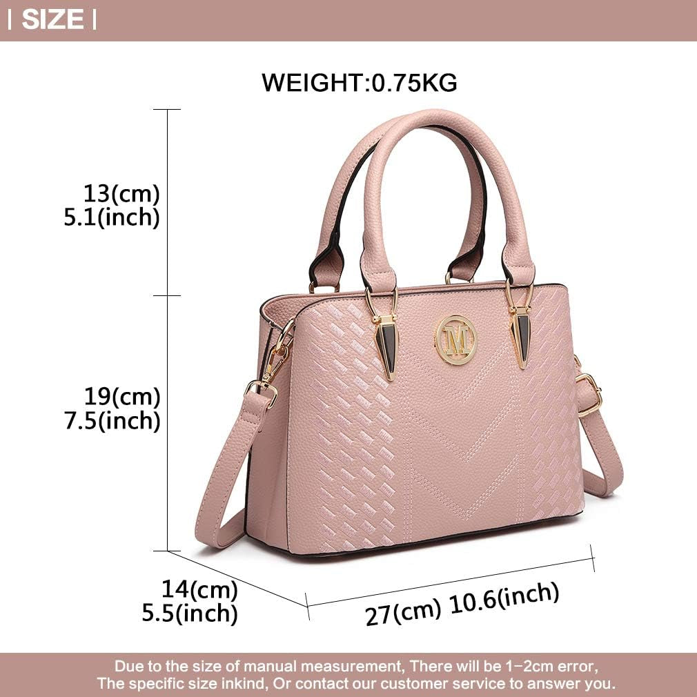 Handbag for Women, Woven and Chevron Pattern, M Logo on the Front, Top Handle or Shoulder Bag
