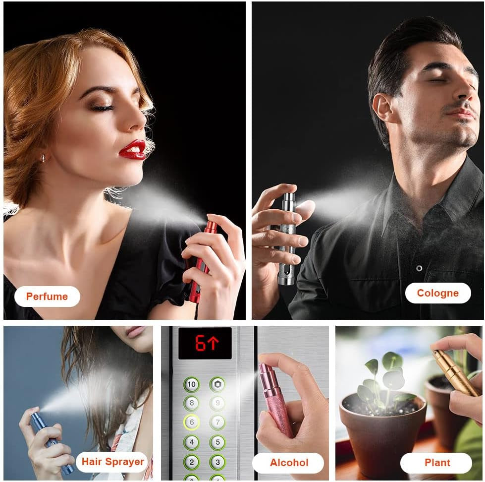 Perfume Atomiser Bottles, 5Pcs 12Ml Refillable Perfume Atomizer Empty Spray Bottles, Travel Fine Mist Fragrance Bottle with Window, Portable Purse Pocket Handbag Perfume Bottle for Men and Women