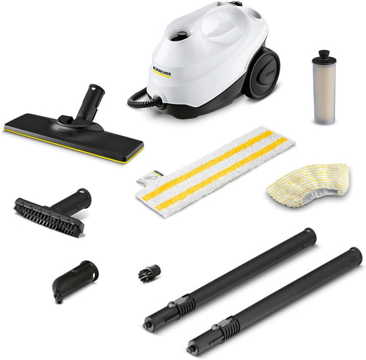 SC 3 Easyfix Steam Cleaner, 1900W, 3.5 Bar, 1L, 75M², Heats in 30S, Includes Floor Cleaning Kit, Descaling Cartridge, Nozzles, White