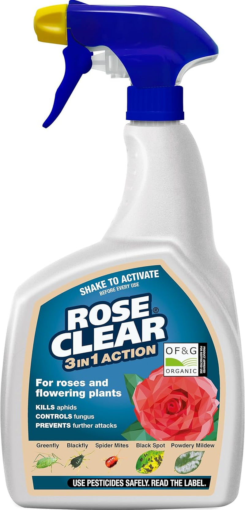 ROSE 3 in 1 Ready to Use Plant Protection for Aphids, 800 Ml, White