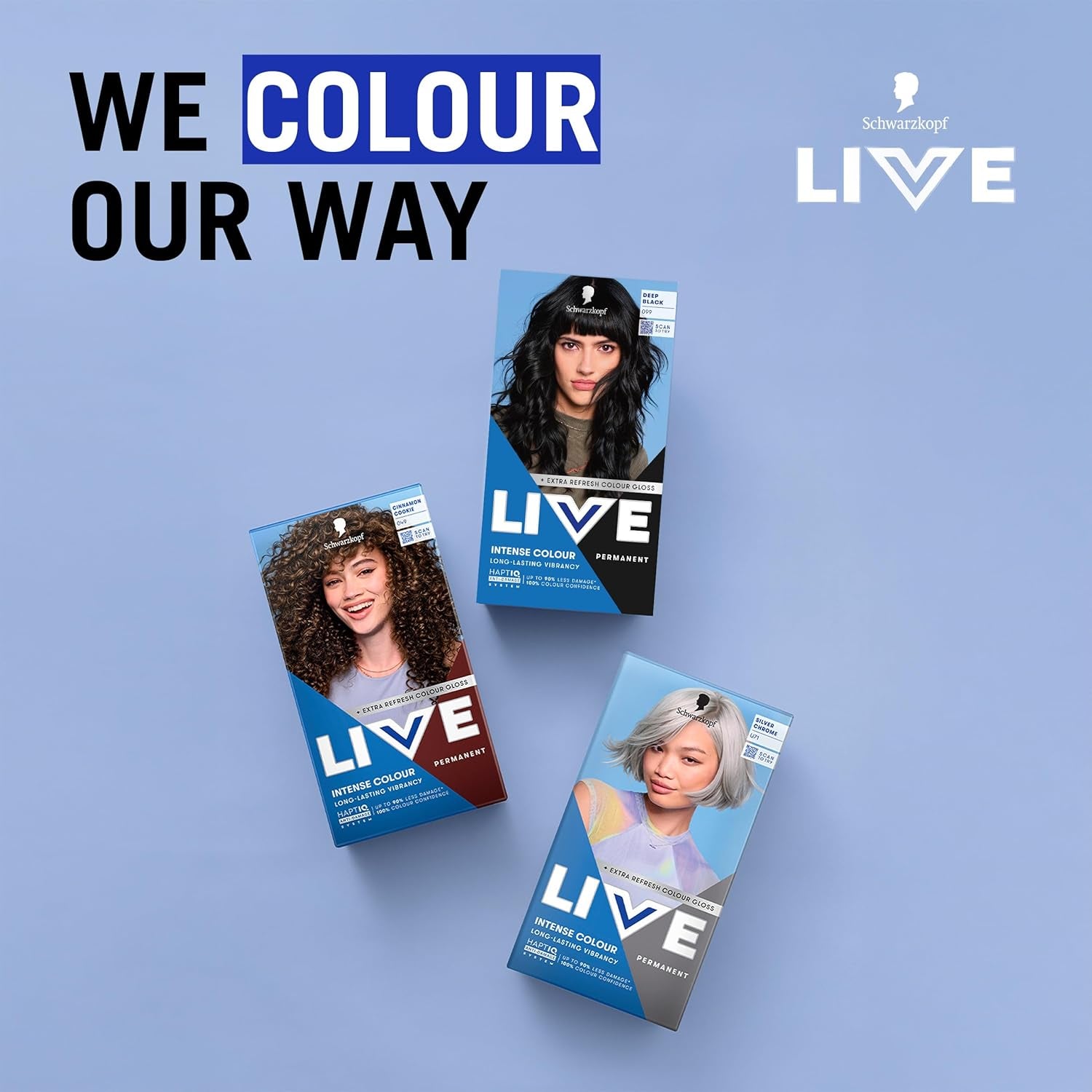 Schwarzkopf  Intense Colour 099 Deep Black, Long-Lasting Permanent Black Hair Dye, with Extra Colour Refresh Gloss