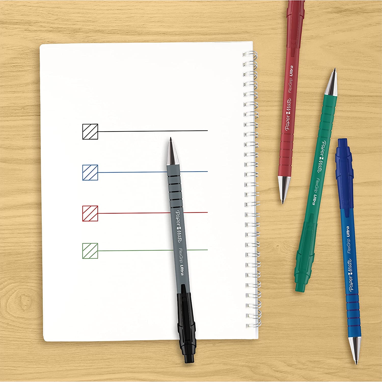 Flexgrip Ultra Retractable Ballpoint Pens | Medium Point (1.0Mm) | Black | 5 Count