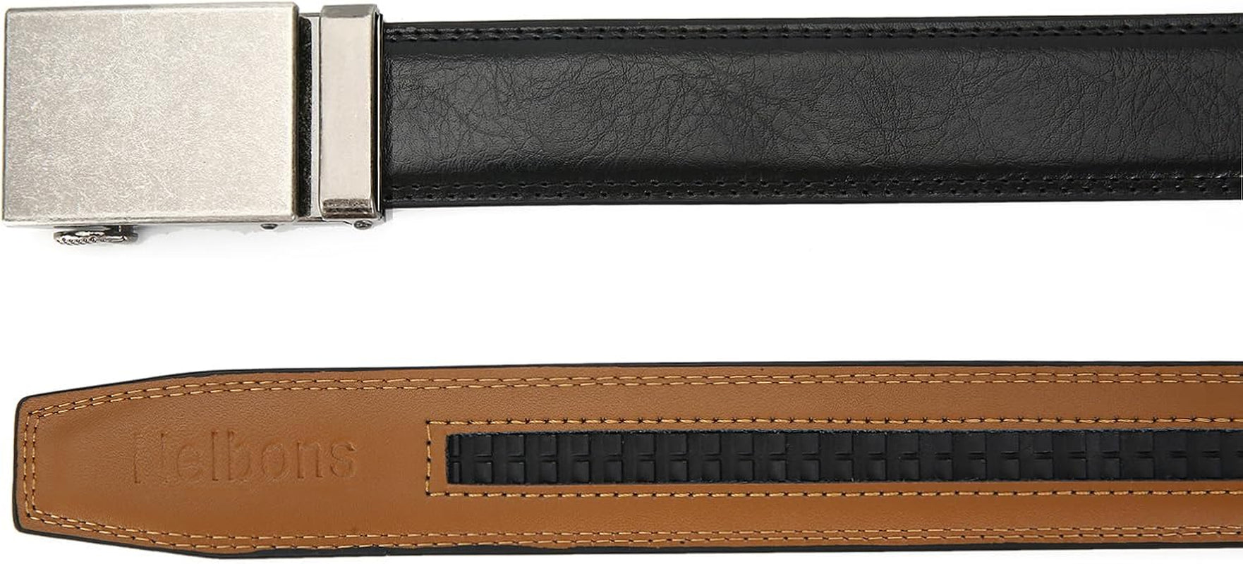 Men'S Belt, Slide Ratchet Belt for Men with Leather 1 3/8" Width 3.5Cm,Trim to Fit