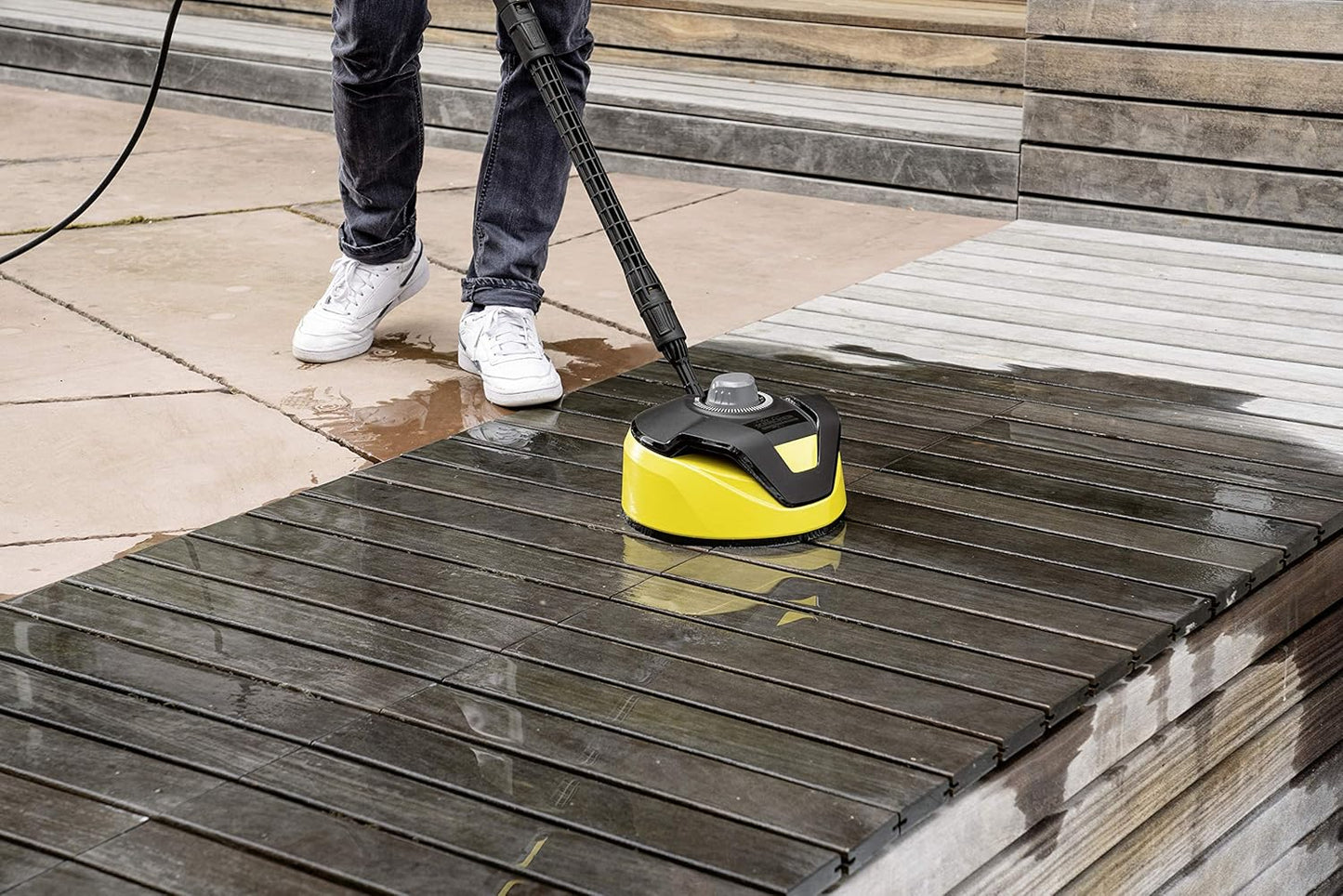 T 5 T Racer Patio Cleaner for High Pressure Washers Original Accessory, Twin Jet Rotating Arm, Ergonomic Surface Cleaner