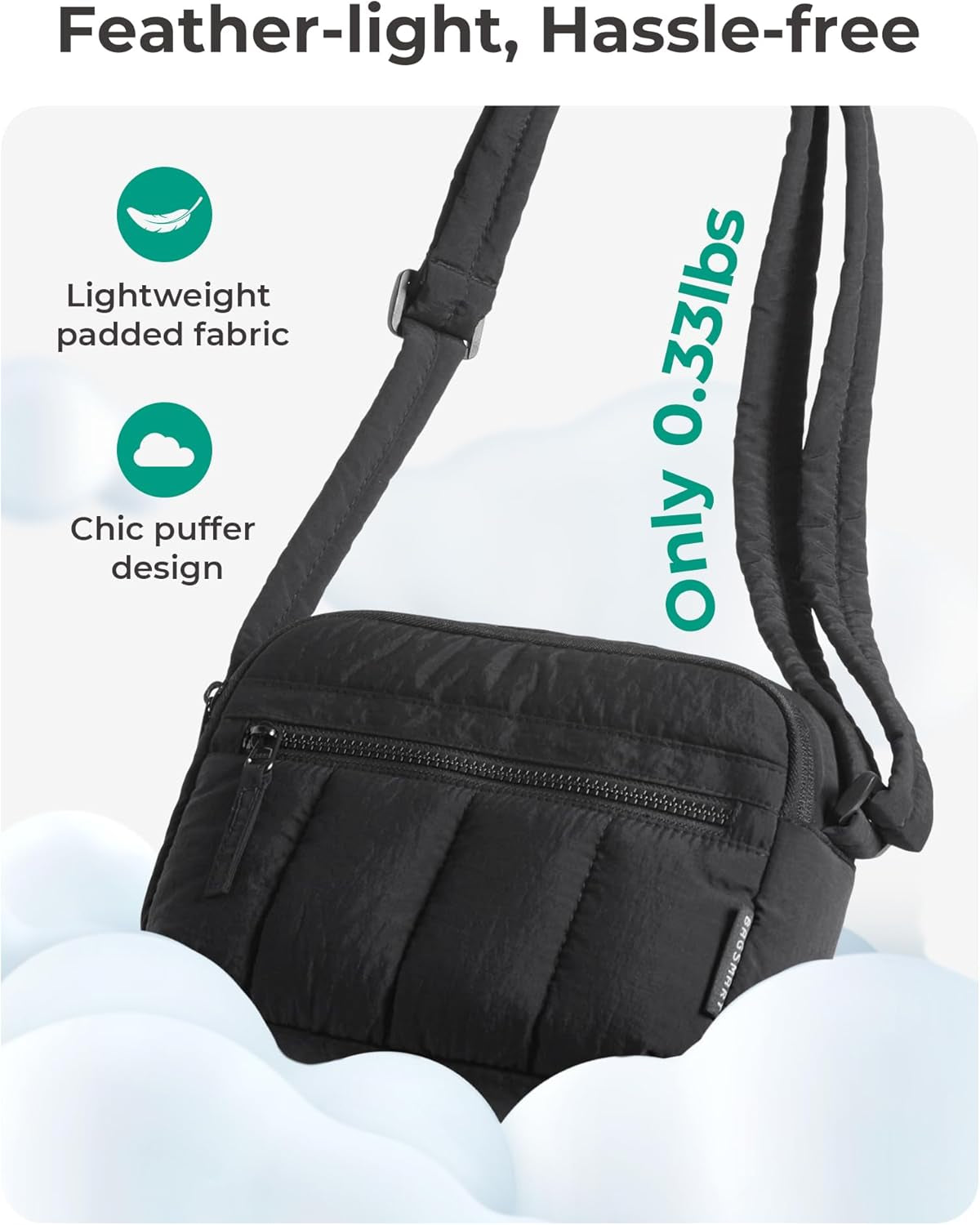 Crossbody Bag for Women Trave Crossbody Purse Puffy Quilted Shoulder Handbag with RFID Blocking Slots for Daily Use, Hiking, Shopping
