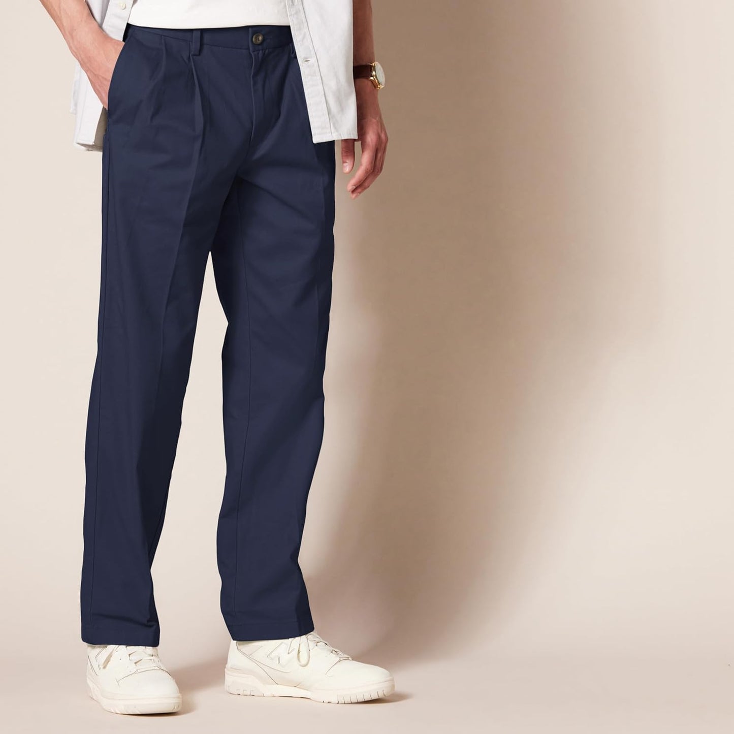 Men'S Classic-Fit Wrinkle-Resistant Pleated Chino Trousers (Available in Big & Tall)