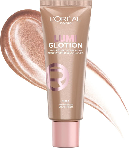 Multi-Use Glow Enhancer, 24H Hydration with Shea Butter and Glycerin, for Face and Body, Paradise Lumi Glotion, Shade 903: Medium Glow, 40 Ml