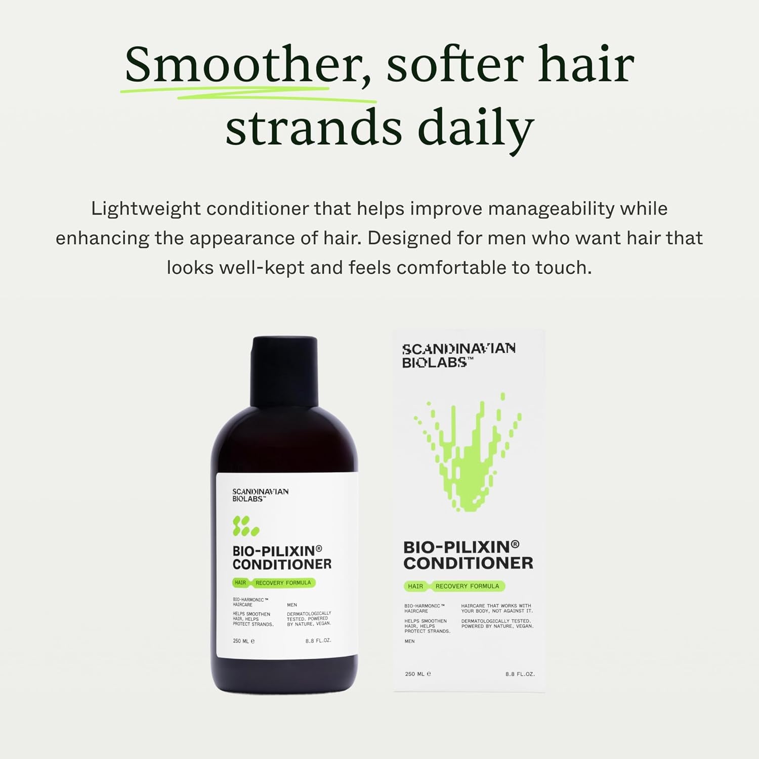 Bio-Pilixin® Hair Recovery Conditioner for Men | Prevents Split & Damaged Ends, Restores Weak Hair, Dermatologically Tested, Made in Denmark, 250 Ml / 8.8 Oz