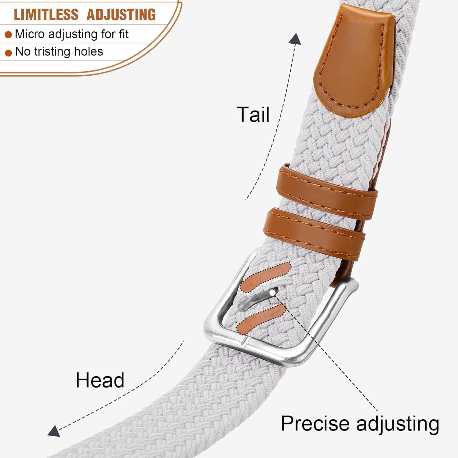 Mens Belt Elastic Belts for Men Stretch Braided Fabric Belts Casual Black Woven Golf Belt for Jeans