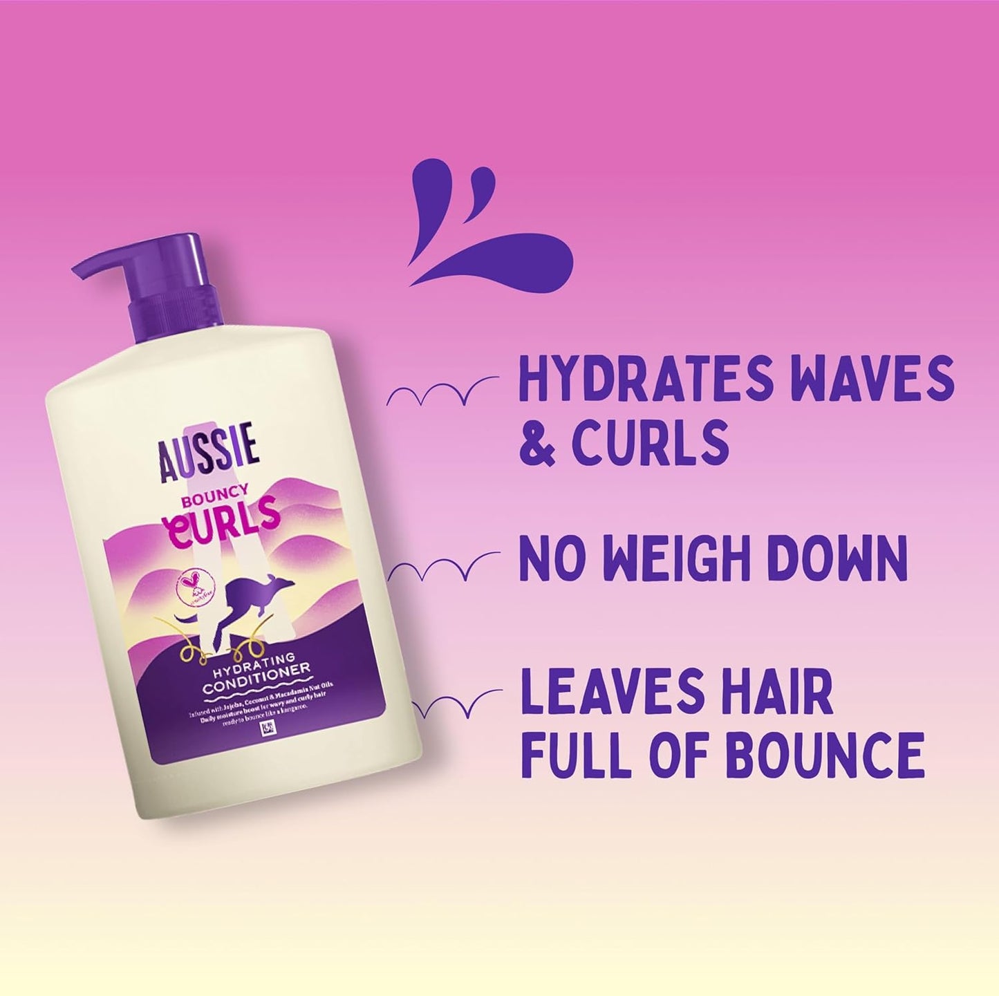Bouncy Curls Shampoo 1000Ml. Gently Cleanses and Moisturises Wavy and Curly Hair. Infused with Jojoba, Coconut and Australian Macadamia Nut Oils. Silicone-Free, Vegan and Cruelty-Free