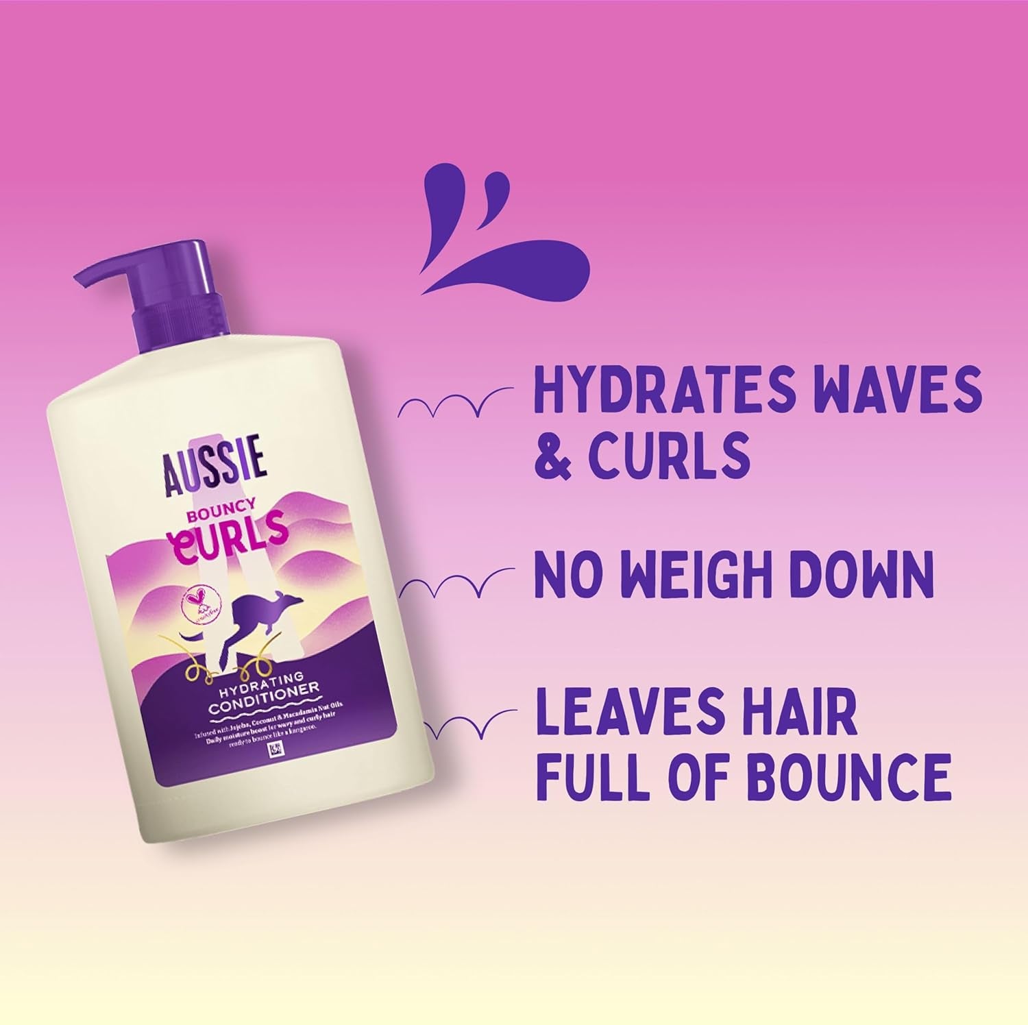Bouncy Curls Shampoo 1000Ml. Gently Cleanses and Moisturises Wavy and Curly Hair. Infused with Jojoba, Coconut and Australian Macadamia Nut Oils. Silicone-Free, Vegan and Cruelty-Free