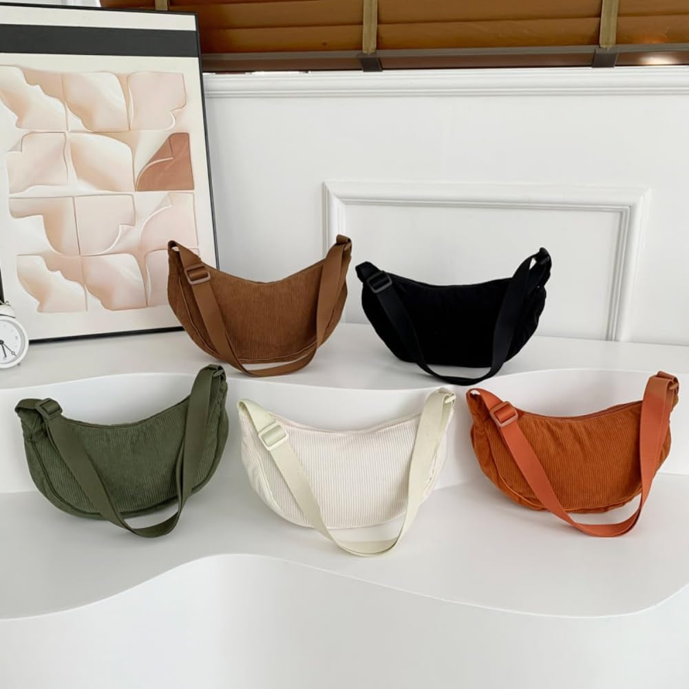 Crescent Bag, Nylon Dumpling Bag for Women, Hobos Crossbody Bag with Adjustable Strap, Women'S Casual Messenger Bag, Solid Color Chest Bag Shoulder Bag for Daily Use