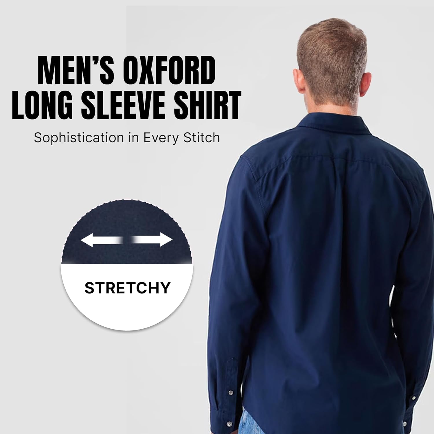 Regular Fit Long Sleeve Button down Collar Oxford Shirt for Men