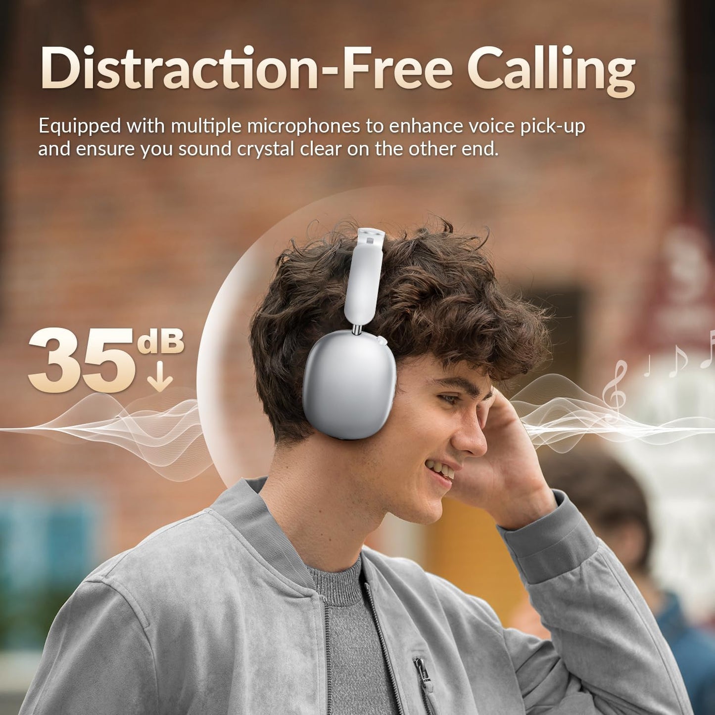 Y02 Active Noise Cancelling Headphones, Wireless Over-Ear Bluetooth 5.4 Headphones, Multiple Modes, 60H Playtime, Hi-Res Audio, Big Bass, Foldable Lightweight for Travel Home Office, Silver