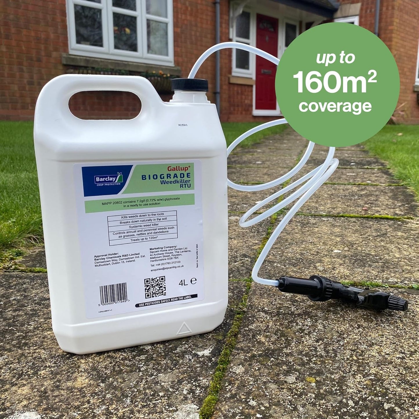 Biograde Weedkiller RTU 4L - Extra Strong Glyphosate Spray for Effective Weed Control on Driveways, Gardens, Paths & Patios, Quick Application