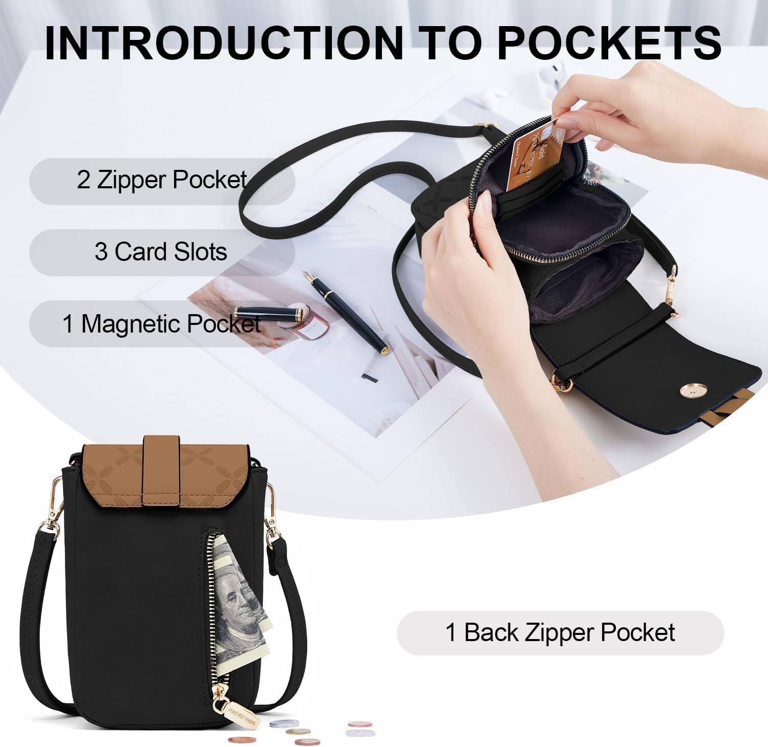 Small Phone Shoulder Bag，Pu Leather Women'S Cross Body Bags Handbag with Card Slots, with Adjustable Wide Strap，Versatile Crossbody Bags for Women with Multiple Pockets