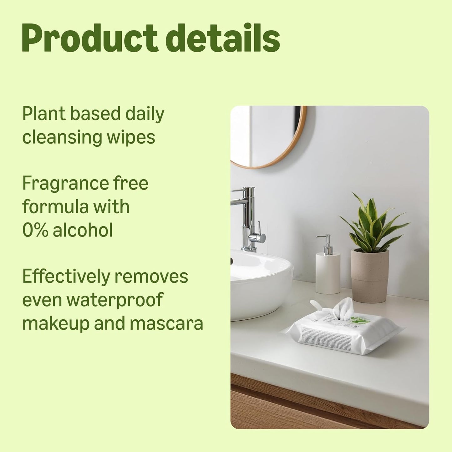 Face Cleansing Wipes with Aloe Vera, Make-Up Remover, Fragrance Free, 25 Wipes