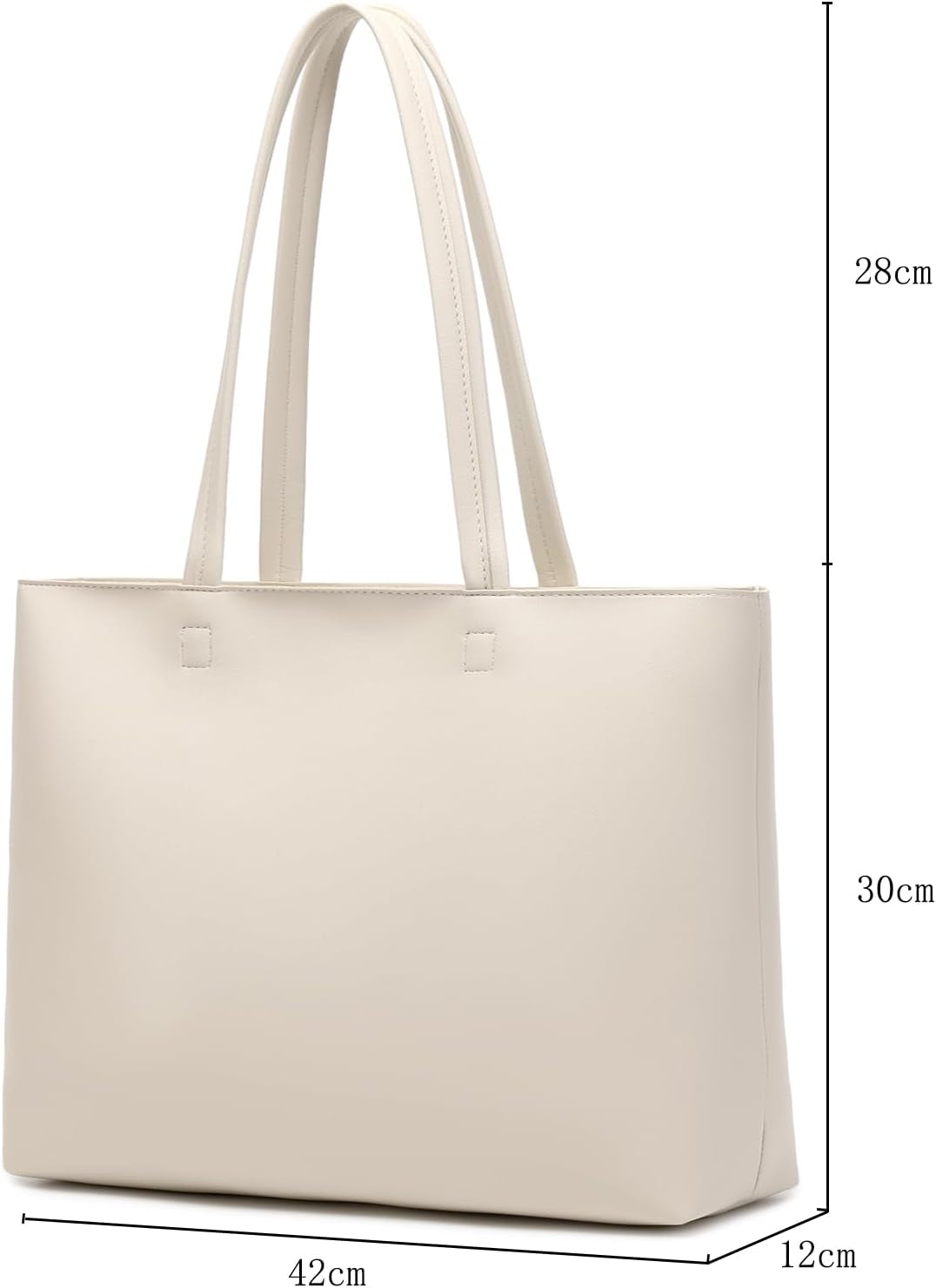 Ladies Tote Bags Simple PU Leather Handbags Work School Shopping Bags for Women with Zip and Inner Pocket