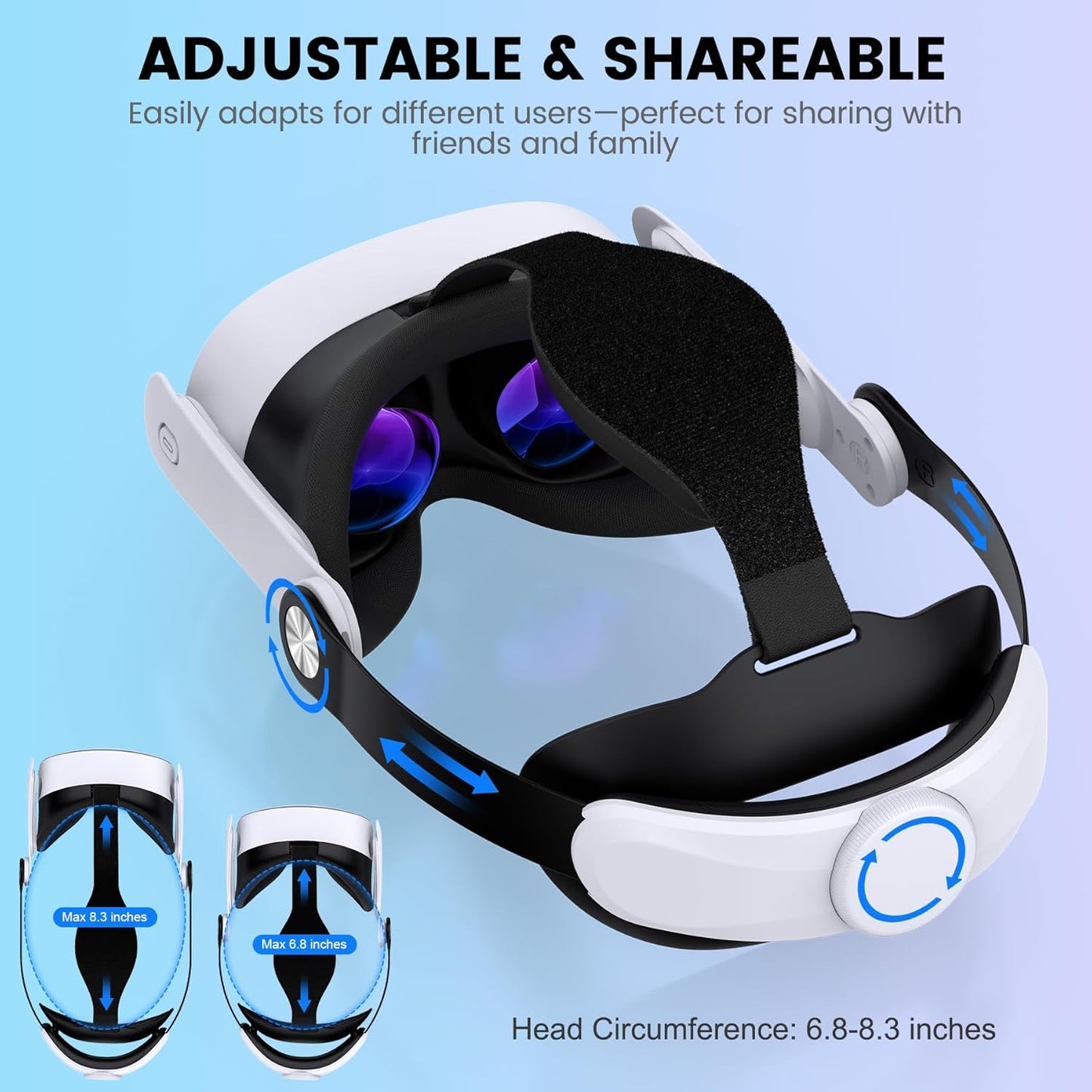 Quest 3S/Quest 3/Quest 2 Head Strap - Adjustable Comfort Head Strap for Elite VR Headset, Enhanced Support & Reduced Pressure