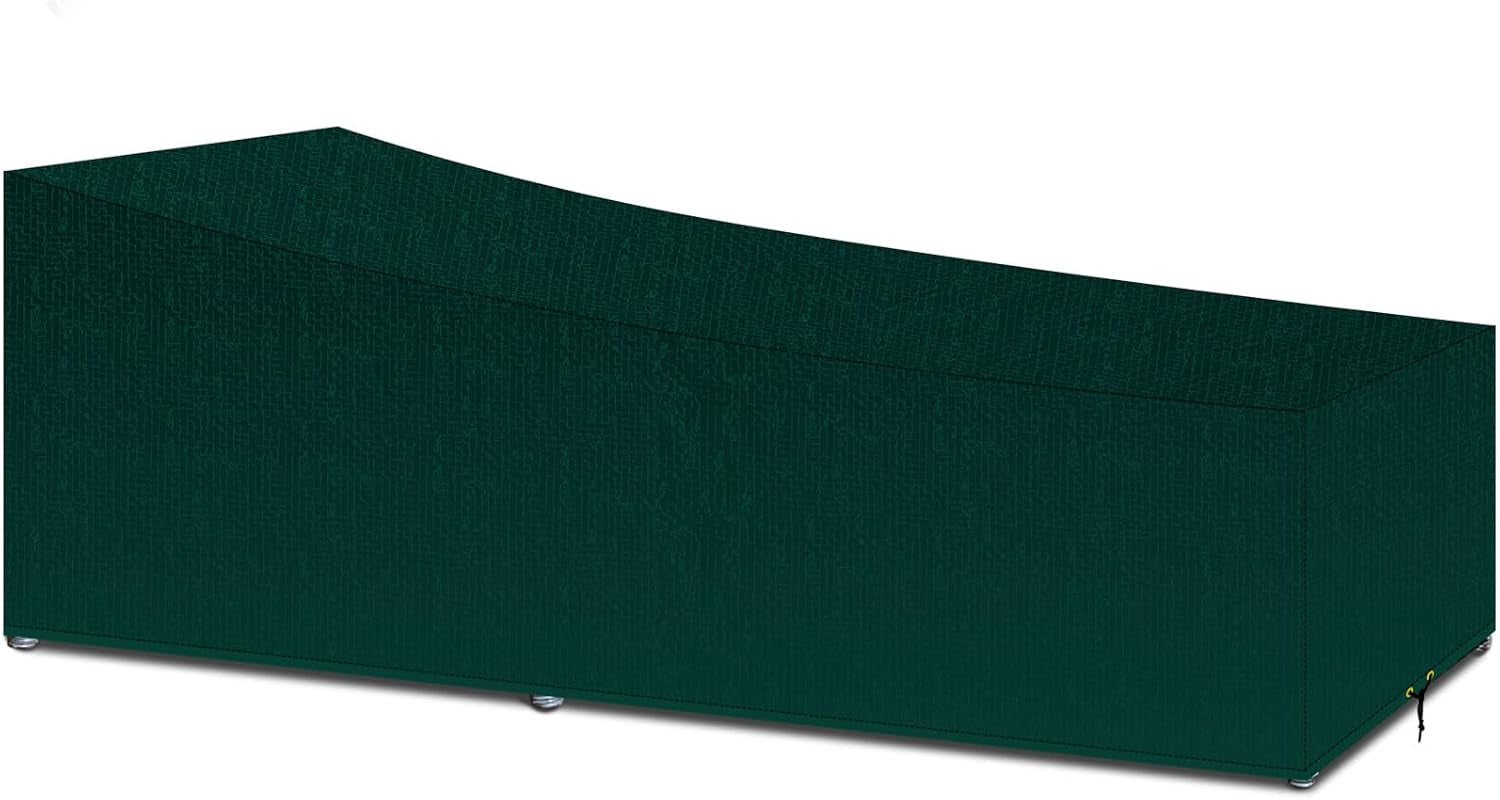 Sun Lounger Covers Waterproof, Polyethylene Fabric Material Lounger Chair Cover Outdoor Garden Sunbed Cover Windproof Anti-Uv 220X80X35/55Cm Green