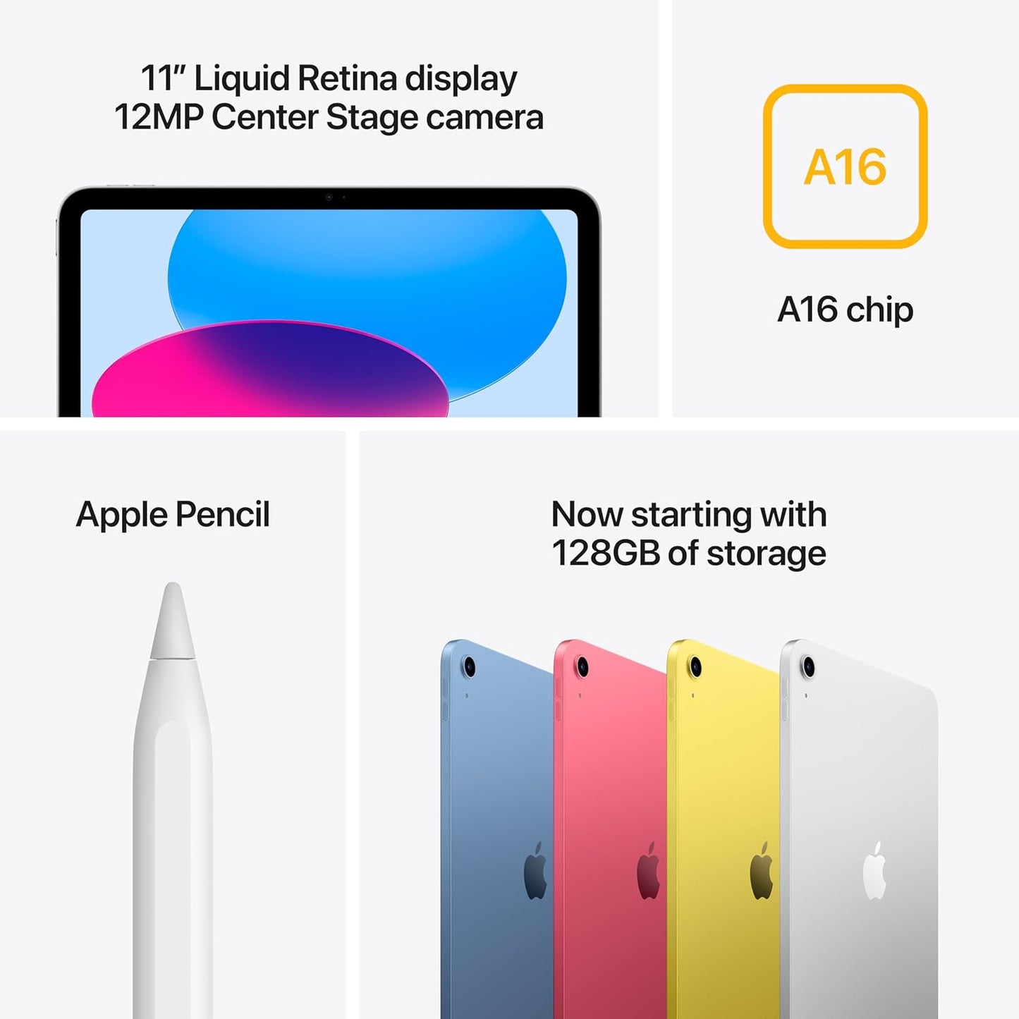 Ipad 11-Inch: A16 Chip, 11-Inch Model, Liquid Retina Display, 128GB, Wi-Fi 6, 12MP Front / 12MP Back Camera, Touch ID, All-Day Battery Life — Blue