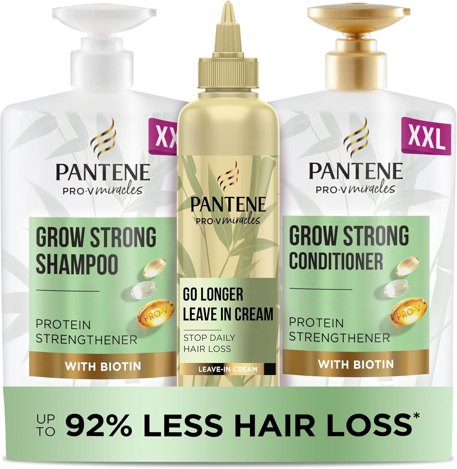 Grow Strong Shampoo and Conditioner Set and Leave in Cream to Promote Hair Growth. for Dry, Damageed Hair, Helps Reduce Hair Loss, Strengthen and Thicken Hair.