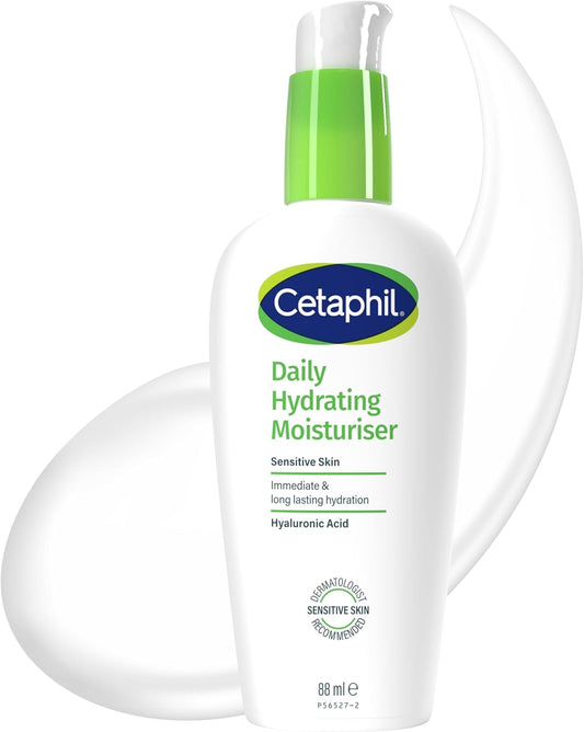 Cetaphil Daily Hydrating Face Moisturiser 88Ml, Face Moisturiser for Dry Sensitive Skin, with Hyaluronic Acid & Glycerin, Lightweight, Fragrance Free, Packaging May Vary