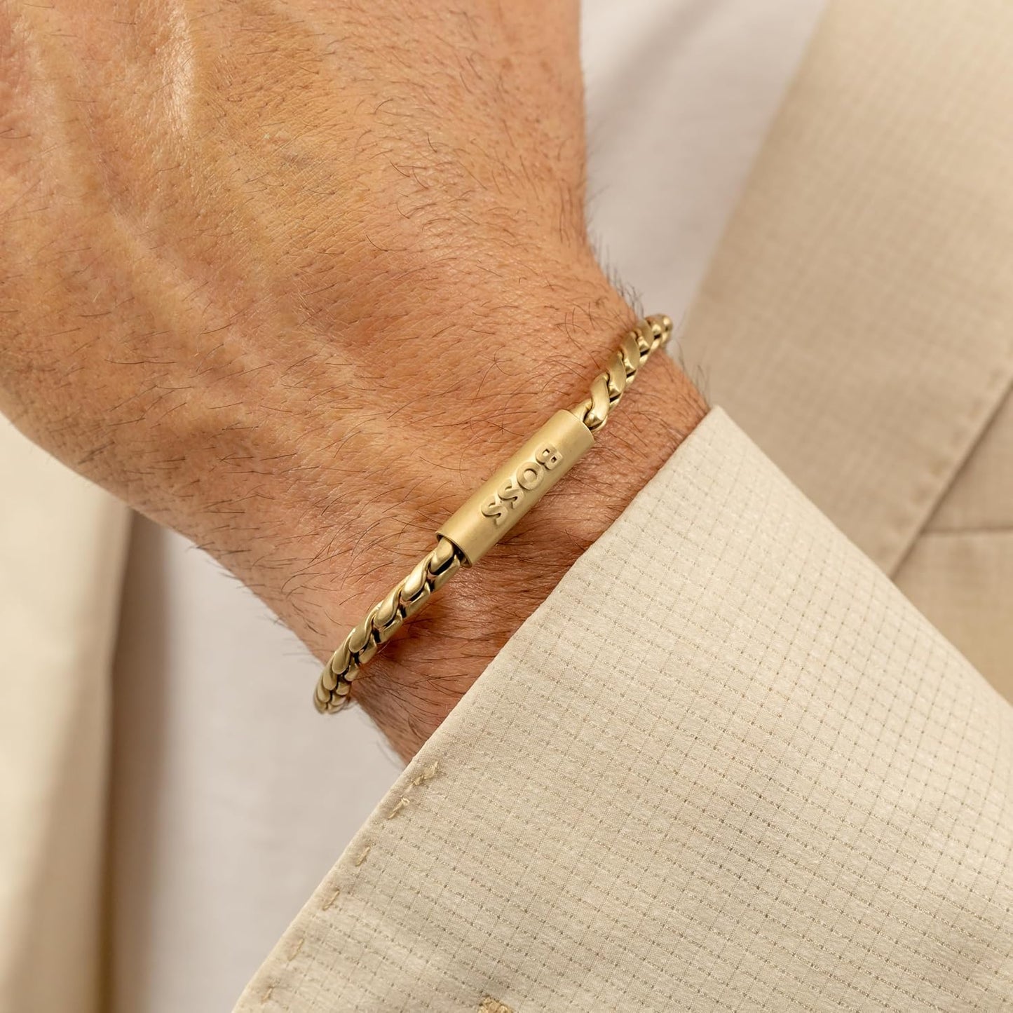Jewelry Men’S DORAN Collection Chain Bracelet in Stainless Steel with an Engraved Plaque