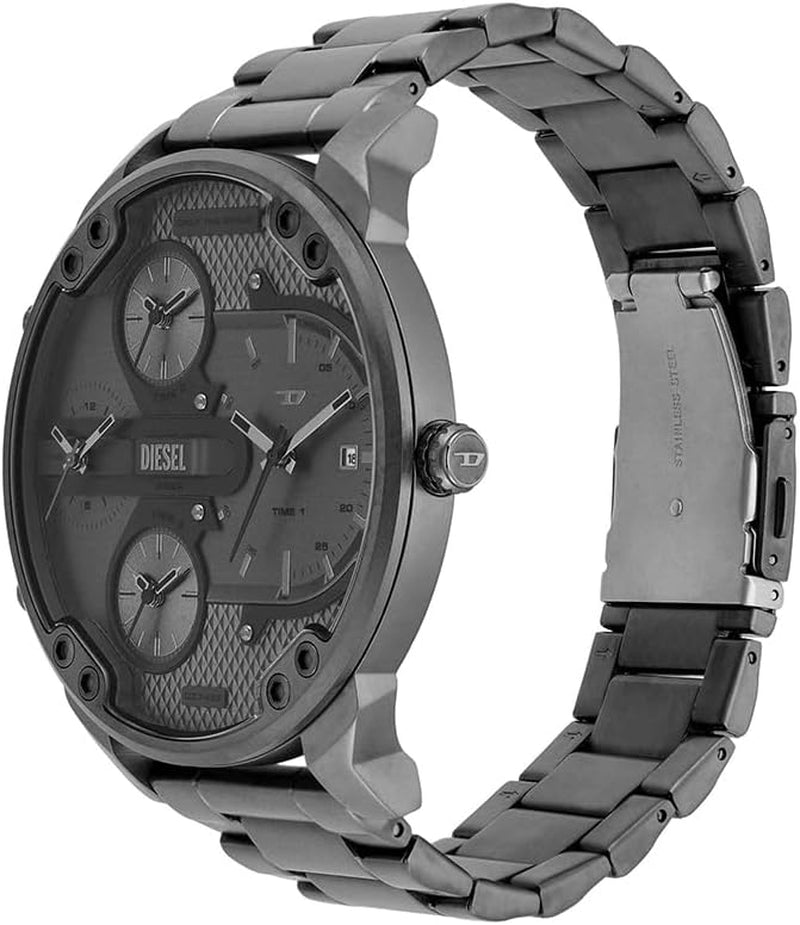 Diesel Mr. Daddy Watch for Men, Quartz Three Hand Multifunctional Movement with Stainless Steel Strap