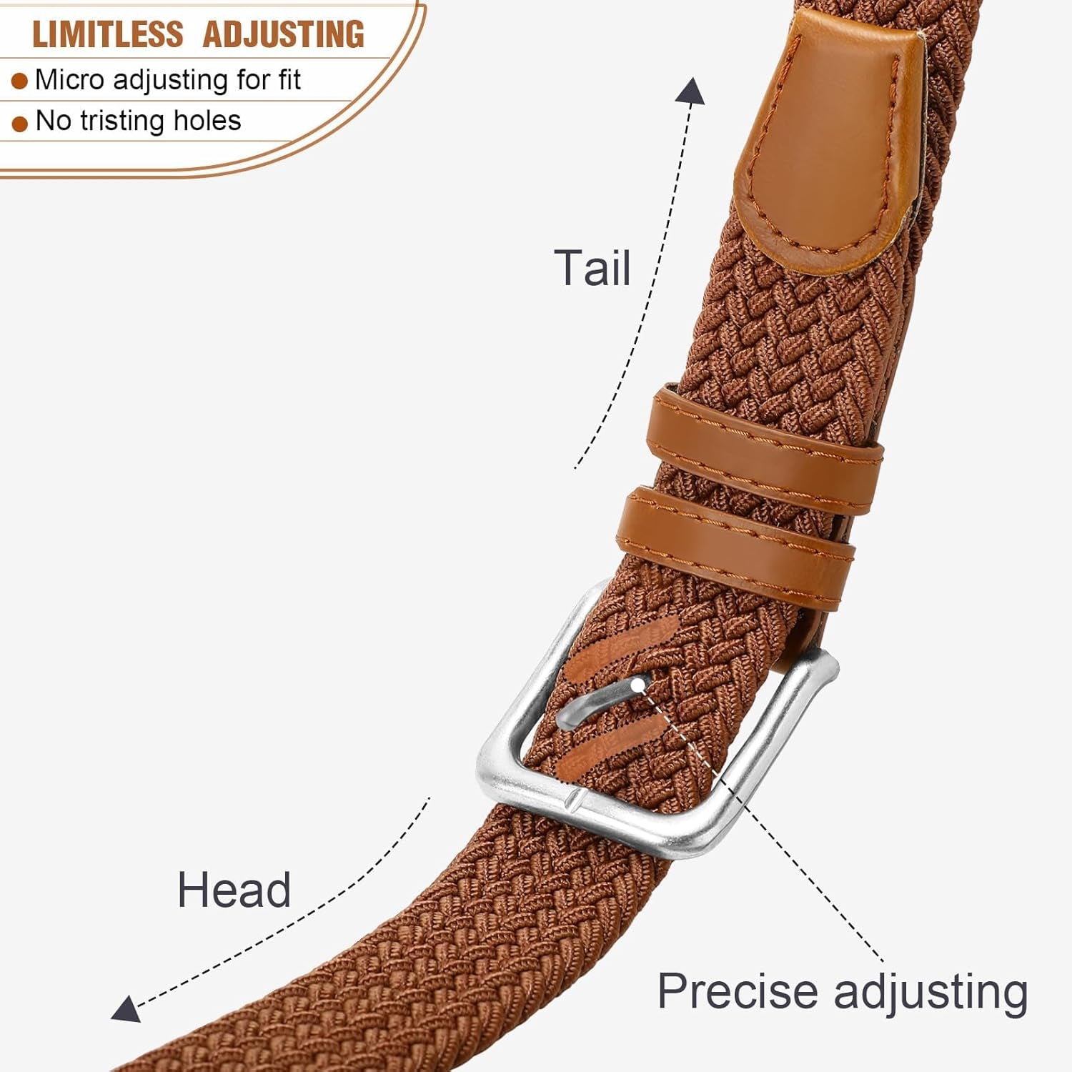 Mens Belt Elastic Belts for Men Stretch Braided Fabric Belts Casual Black Woven Golf Belt for Jeans