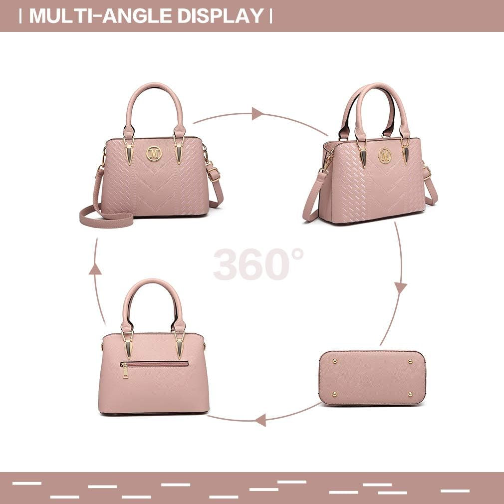 Handbag for Women, Woven and Chevron Pattern, M Logo on the Front, Top Handle or Shoulder Bag